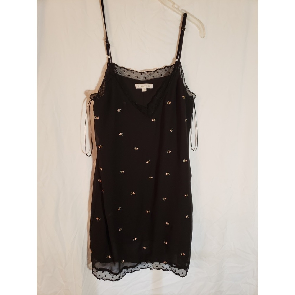 Women's Honey Punch Black Embroidered Tank Top / Dress Size M